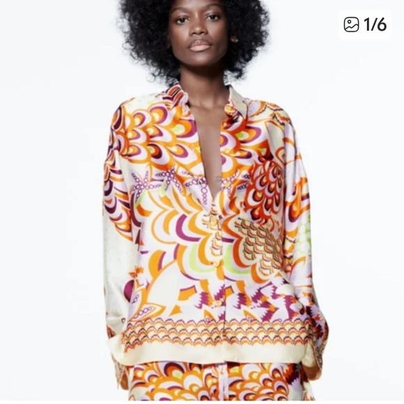 Zara Retro Print Two-Piece Set | Boho Chic Size L - Picture 5 of 8